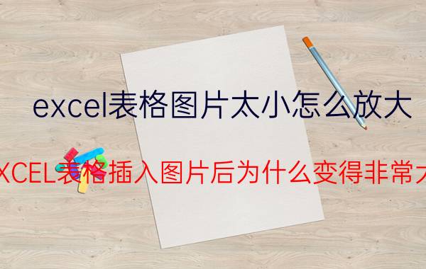 excel表格图片太小怎么放大 EXCEL表格插入图片后为什么变得非常大？